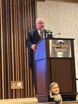 Preston Lewis accepting the award